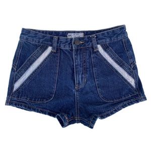Free People Sweet Surrender Casual Denim Shorts High Rise Contrast Lace 26